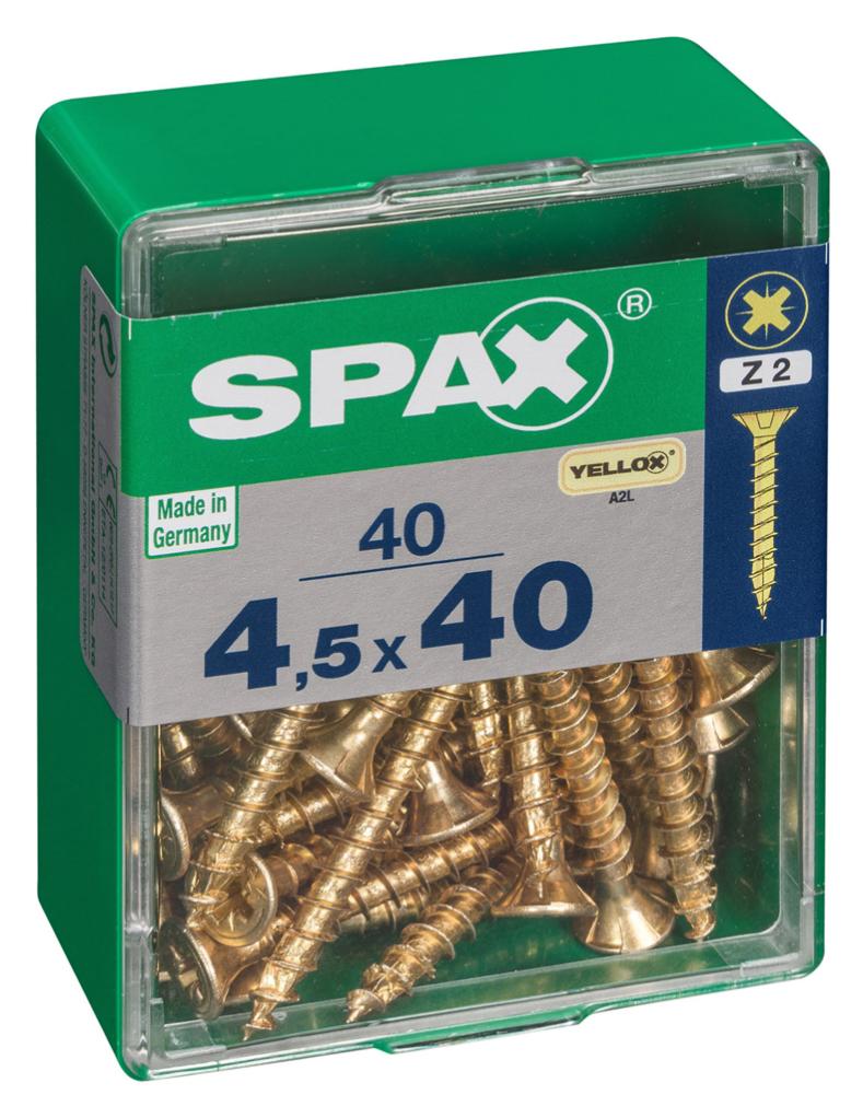 Caja 40 unid. Tornillo madera cabeza plana yellox 4,5x40mm