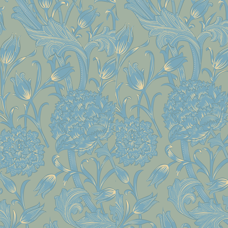 Papel pintado floral rosa azul y verde 60cm por 250cm