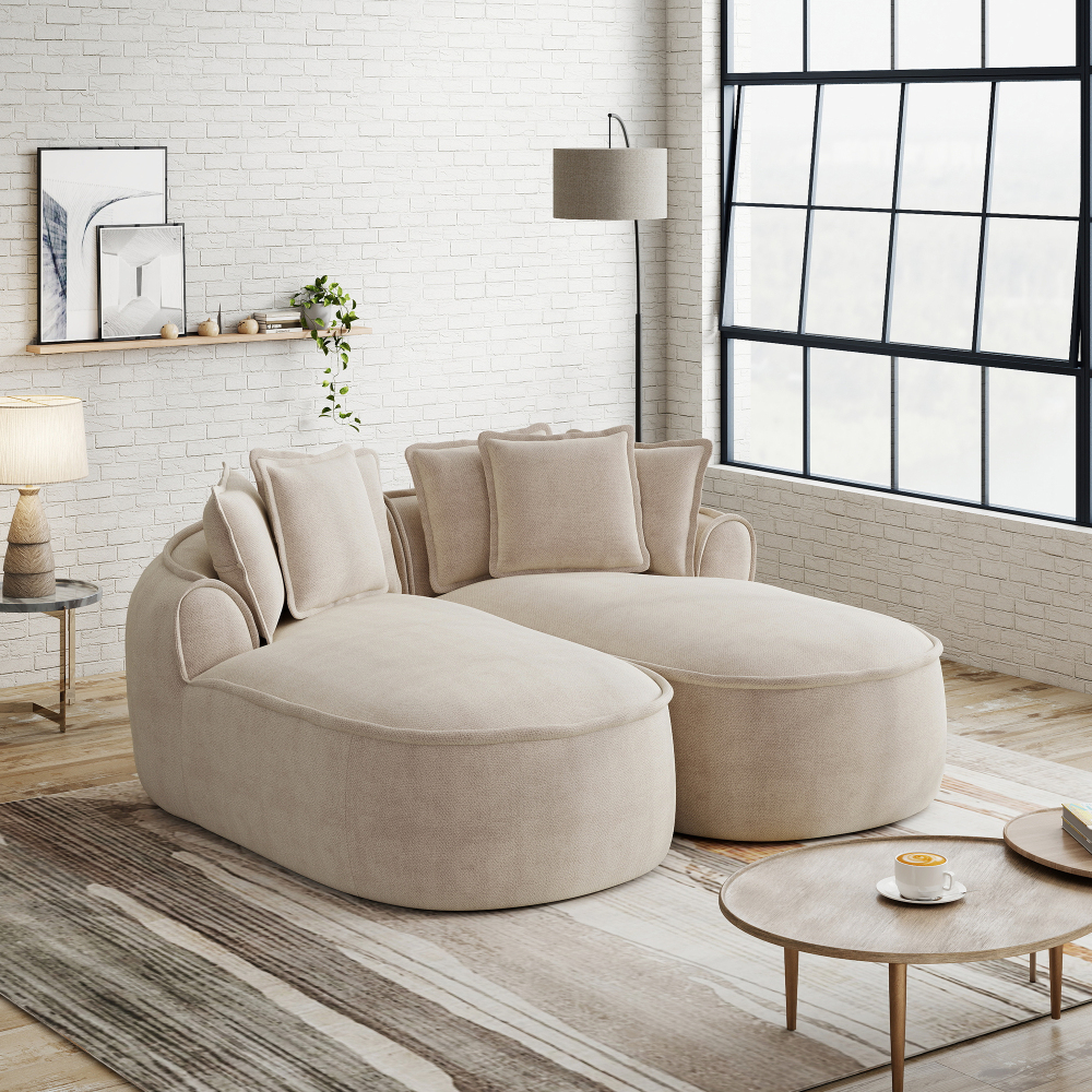 Sofá modular sin estructura chenilla marrón claro convertible 2módulos