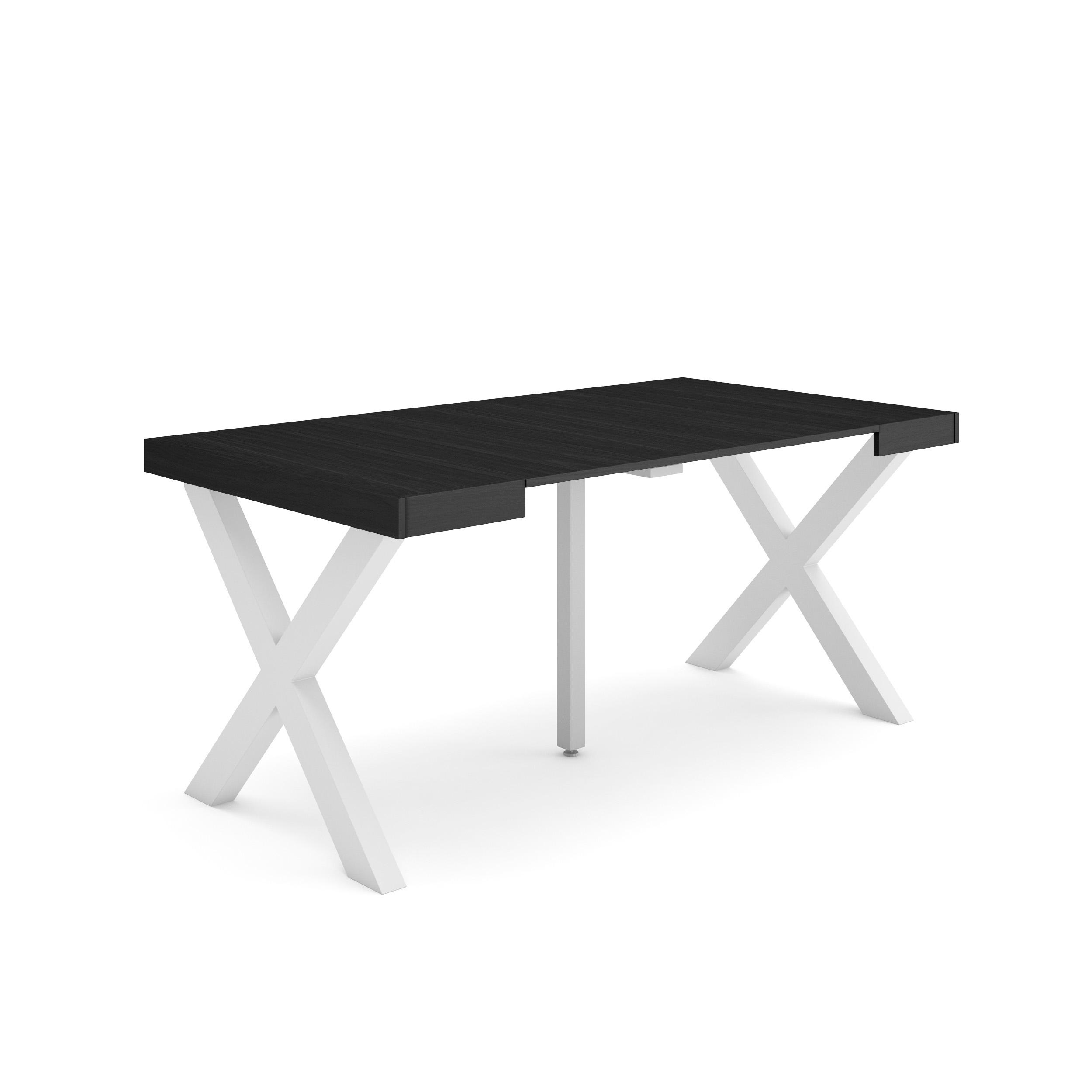 Mesa consola extensible, 160x90x73cm, negro, patas madera maciza rf2737