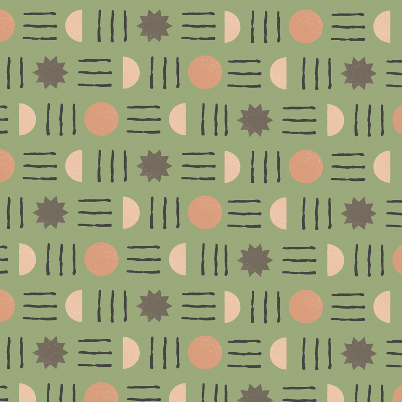 Papel pintado geométrico bohemio verde 60cm por 250cm