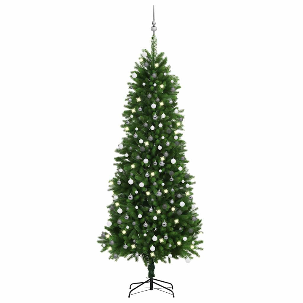 vidaXL árbol de navidad artificial con luces y bolas verde 240 cm