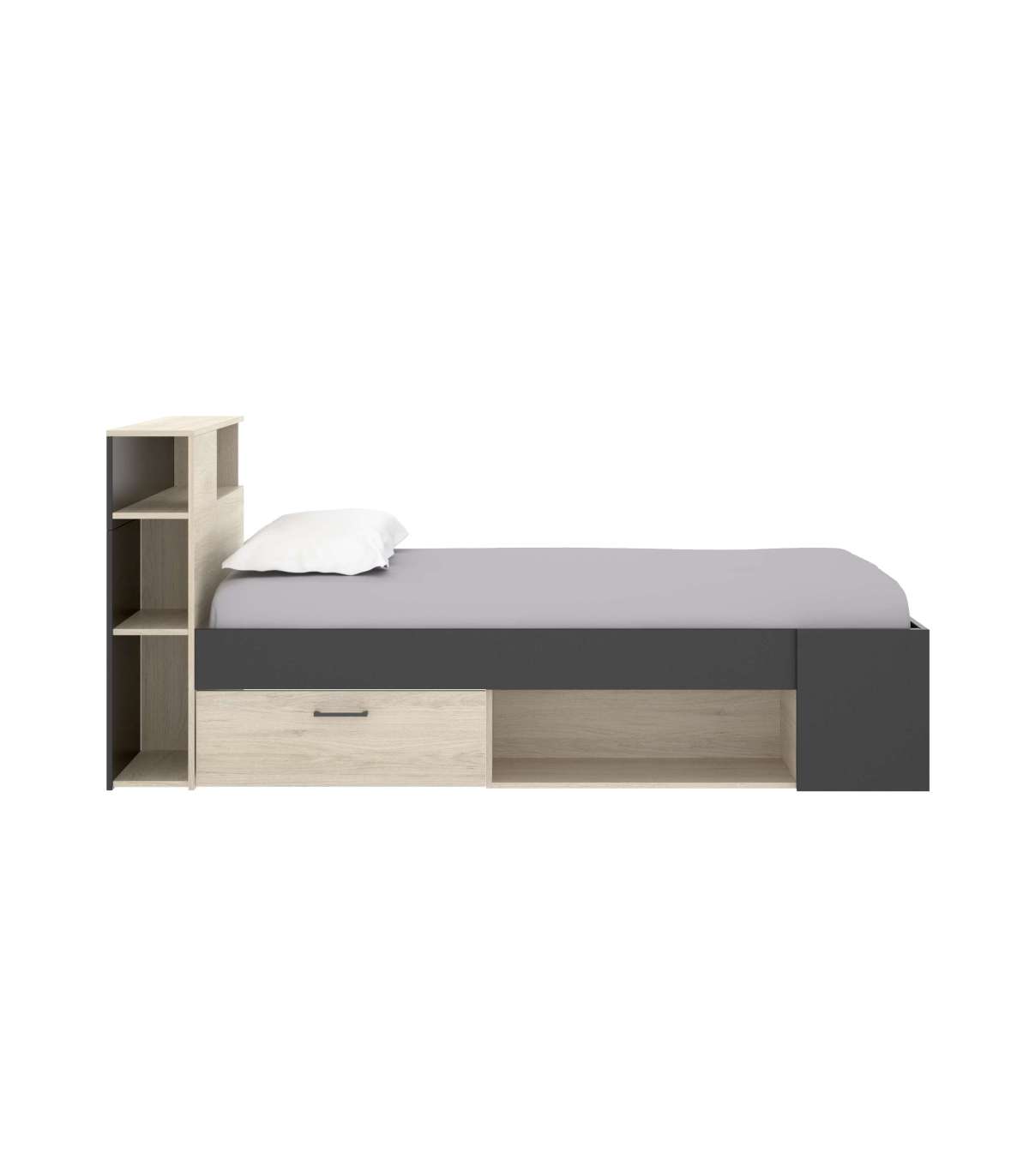 Cama compacta pozo alcón con almacenamiento integrado