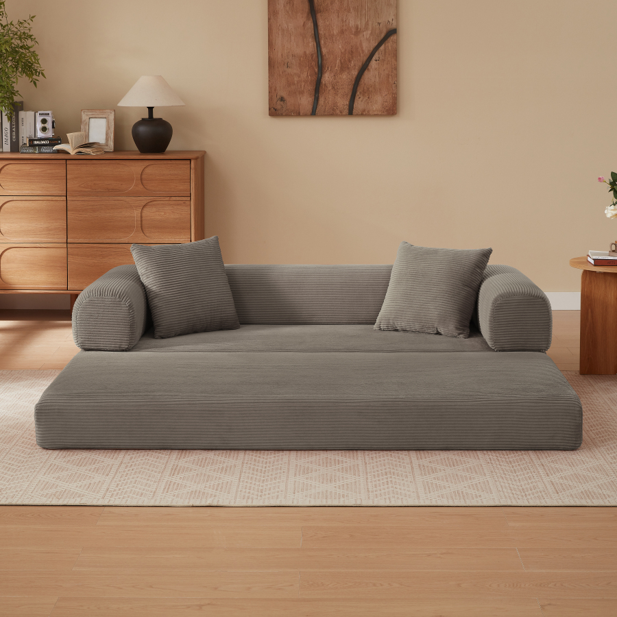 Sofá cama plegable espuma taupe 2 plazas convertible
