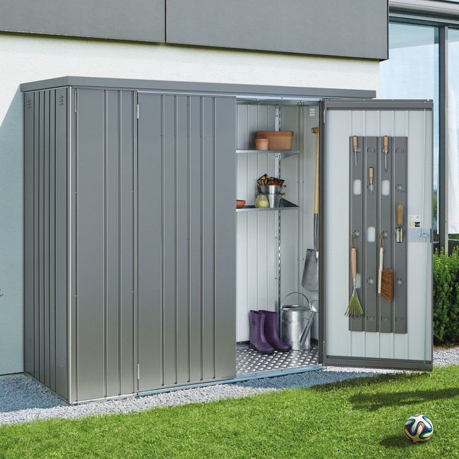 Armario metalico biohort alto jardin color gris cuarzo metalizada 230 large