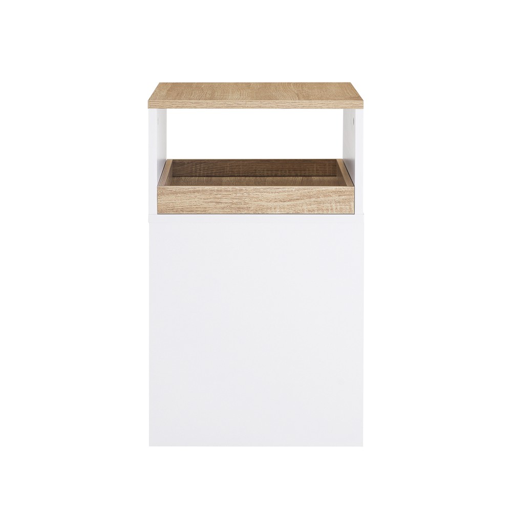 Sobuy mueble de impresora con ruedas, cajón, blanco/natural