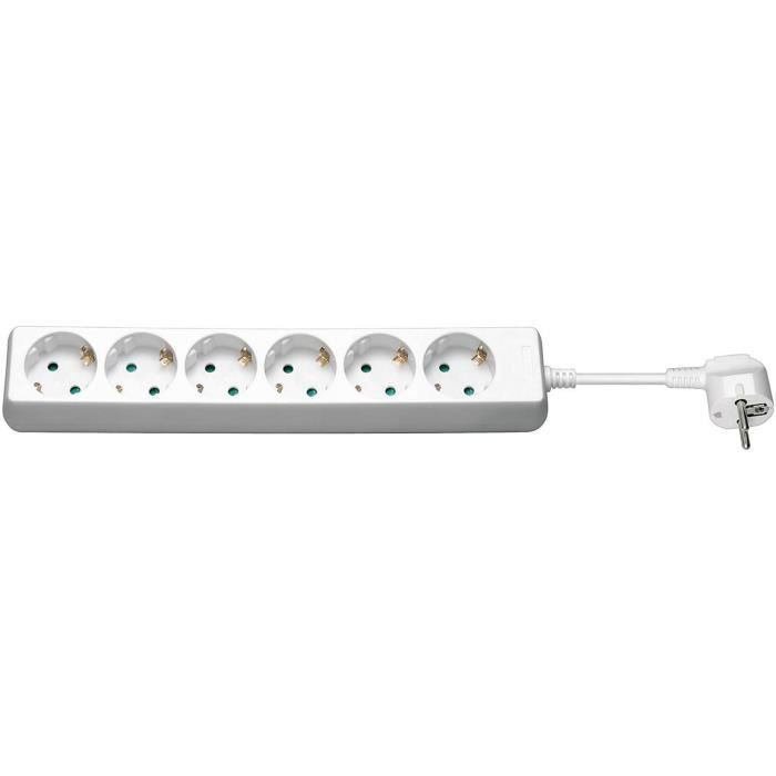 Toma eléctrica - micro connect - enchufe schuko de 6 vias - blanco - rectan