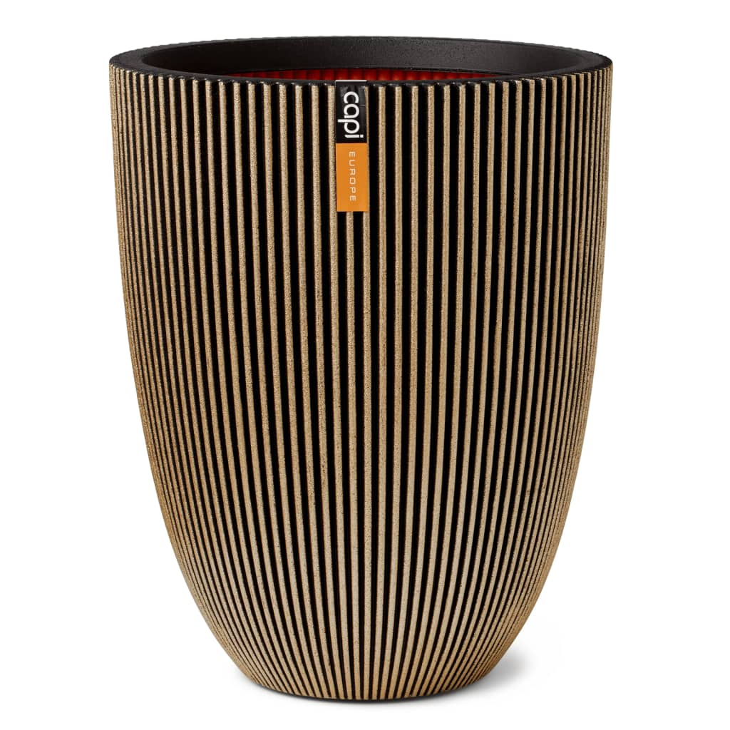 Capi jarrón elegante groove negro y dorado 34x46 cm