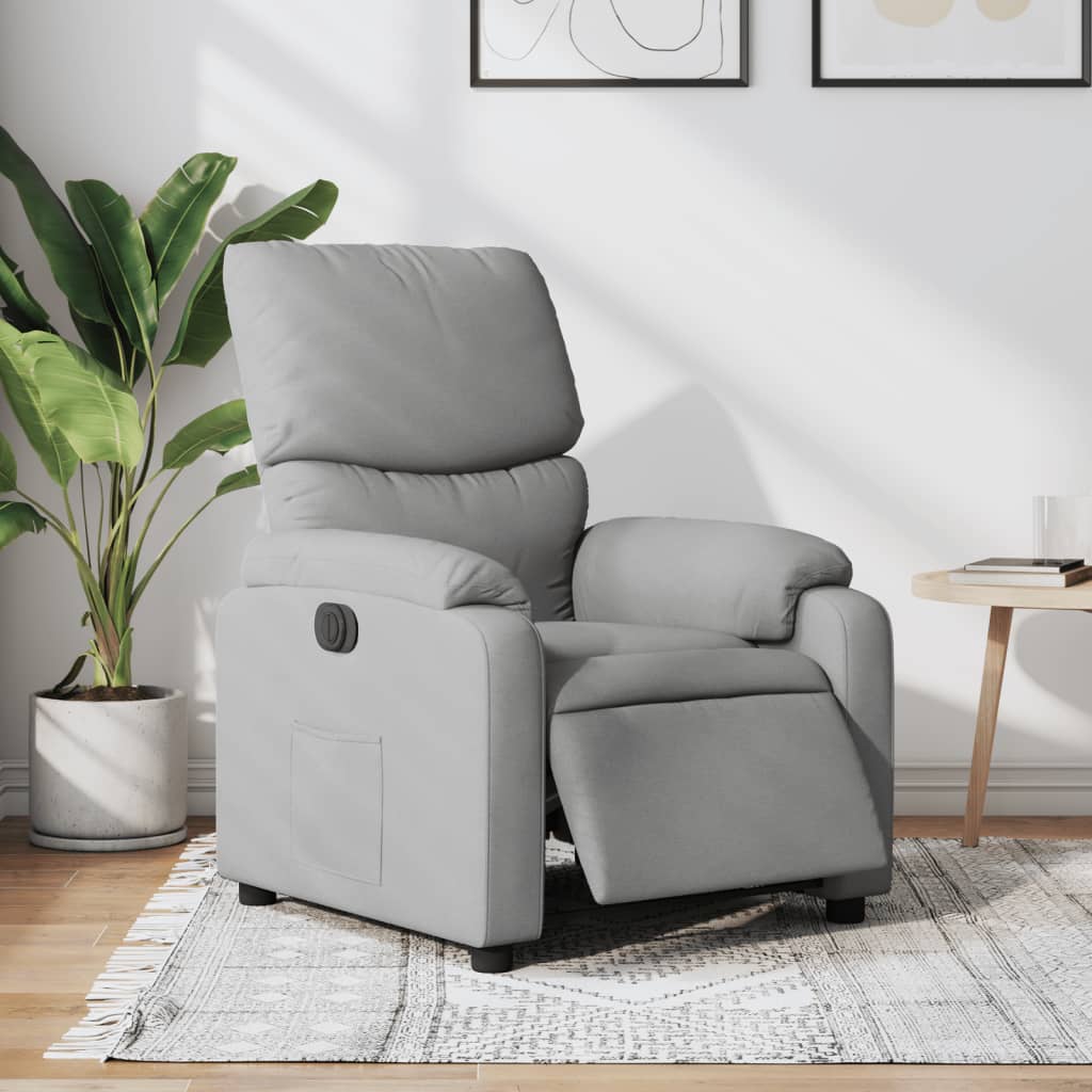 Sillón reclinable eléctrico tela gris claro qweo6730