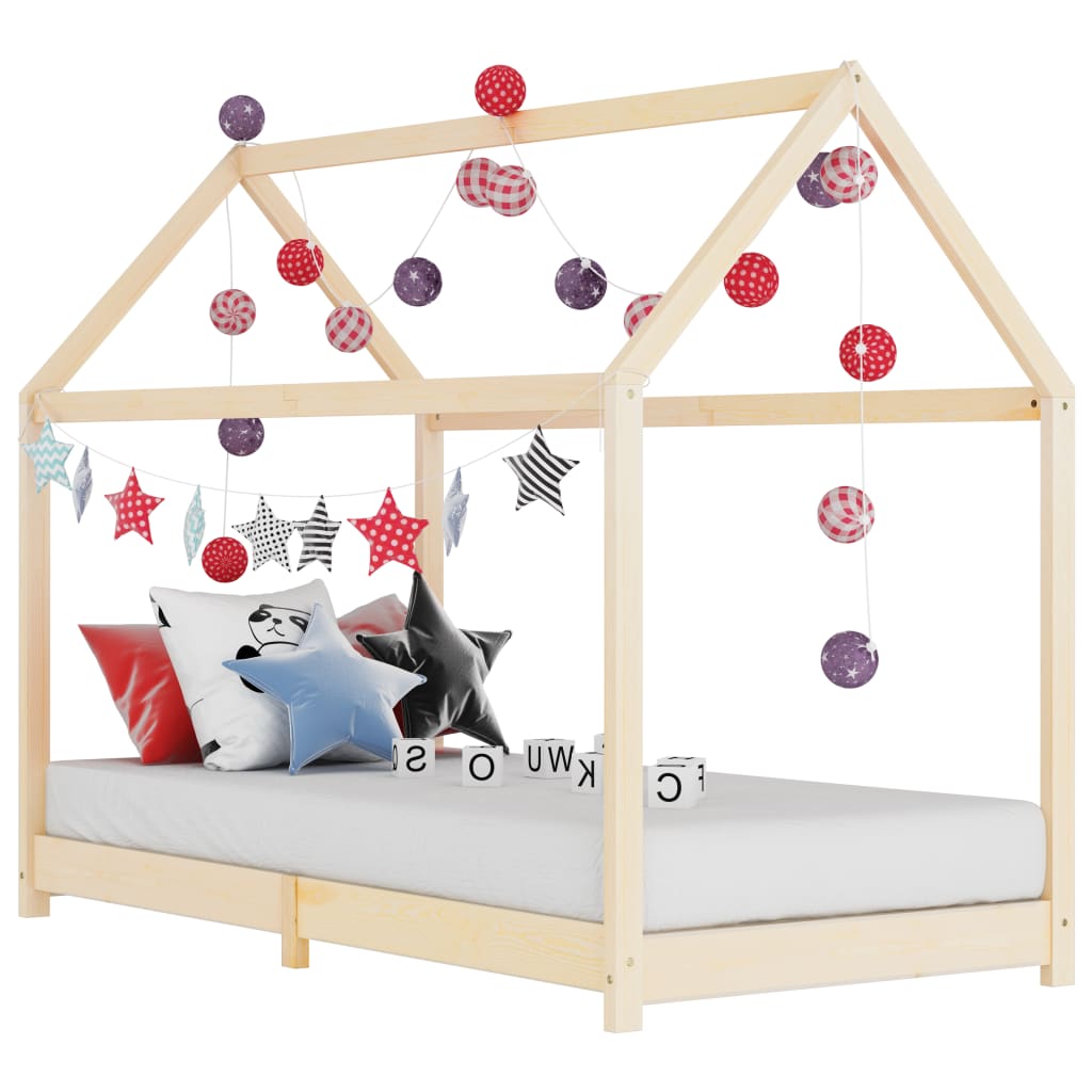 Cama 90x200 cm infantil de madera maciza de pino