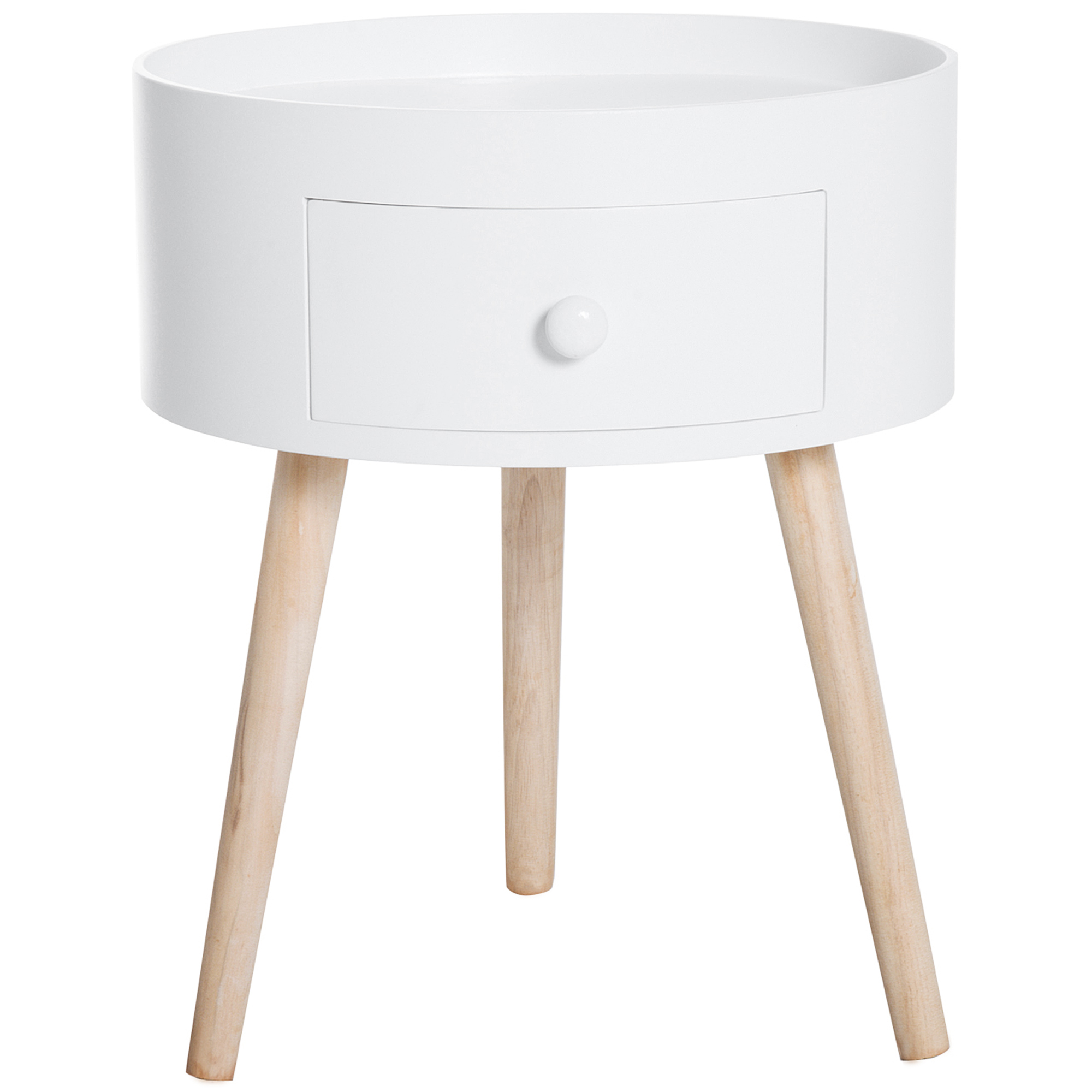 Mesita de noche - mesa auxiliar - madera blanca 38x38x45 cm