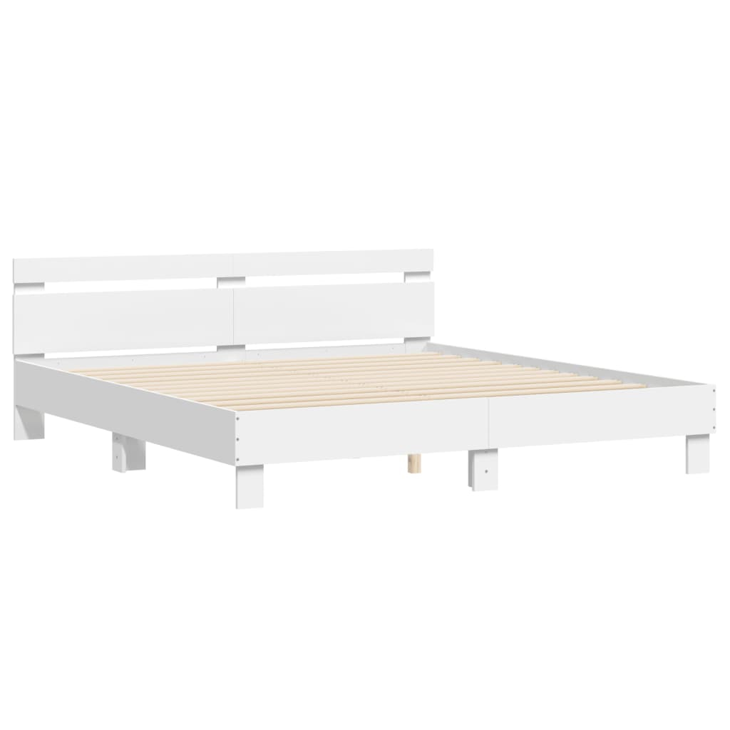 vidaXL estructura cama con cabecero madera ingeniería blanco 180x200cm