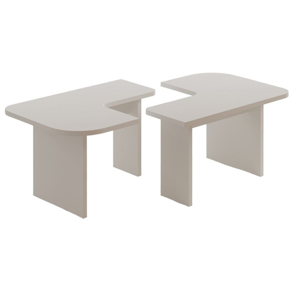 Juego de mesa baja de madera "iris" - 90 x 45 x 35 cm - blanco