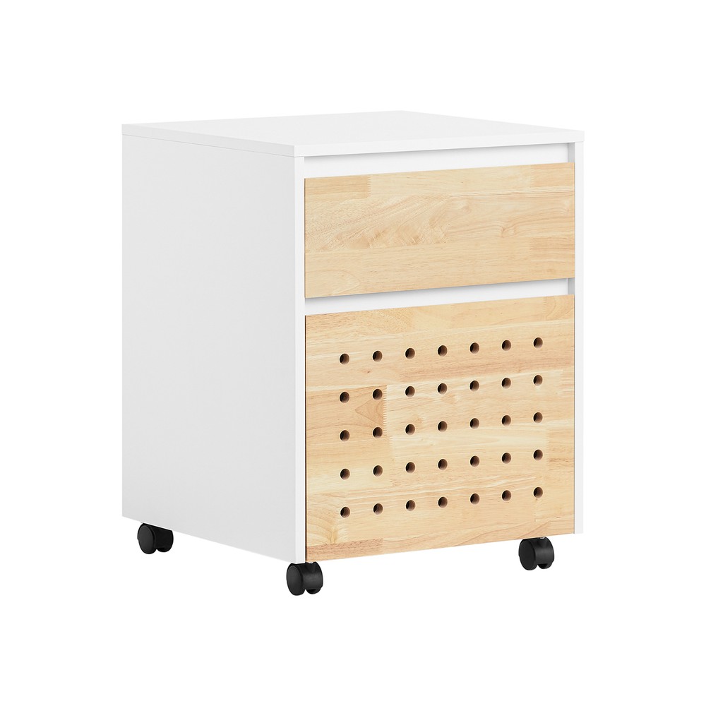 Sobuy soporte de impresora con 4 ruedas y 2 cajones blanco