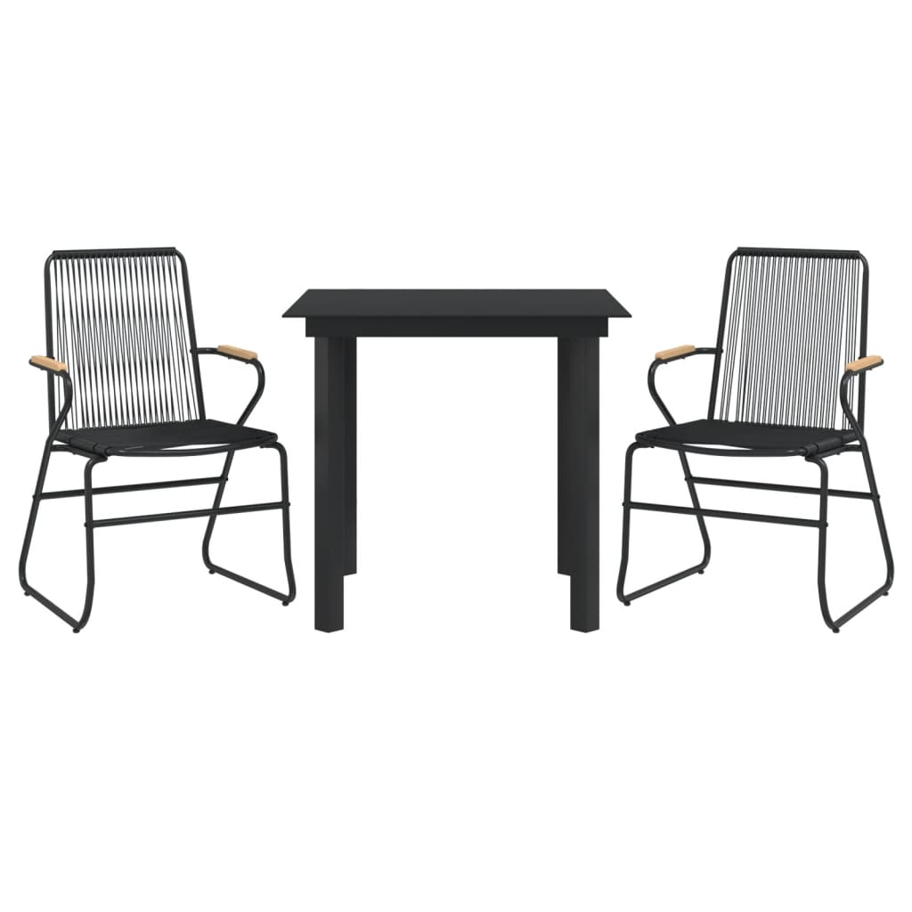 vidaXL juego de comedor de jardín 3 piezas ratán PVC negro