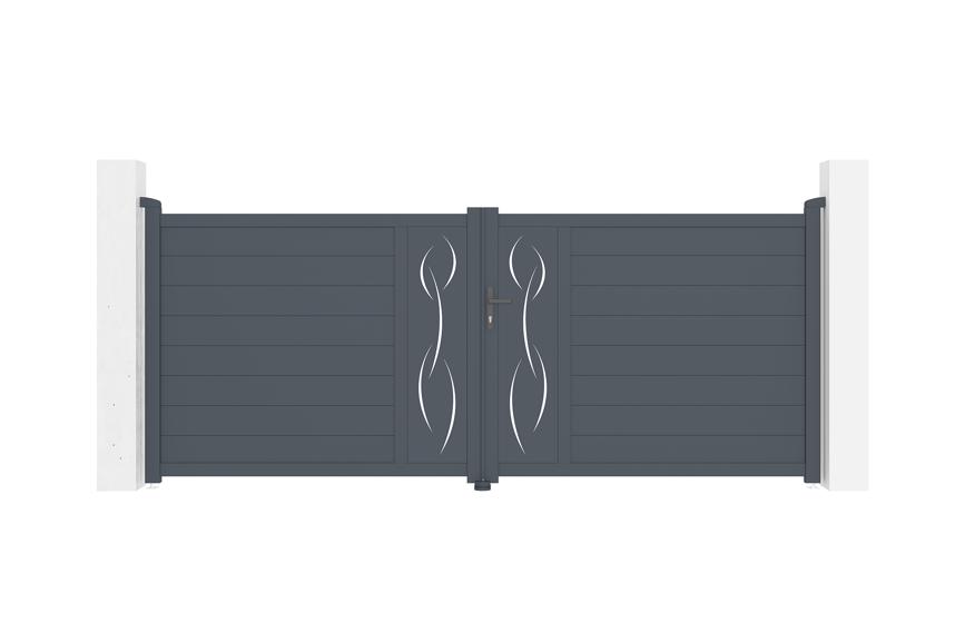 Puerta batiente regulable ancho 3,5m life h.140cm aluminio gris