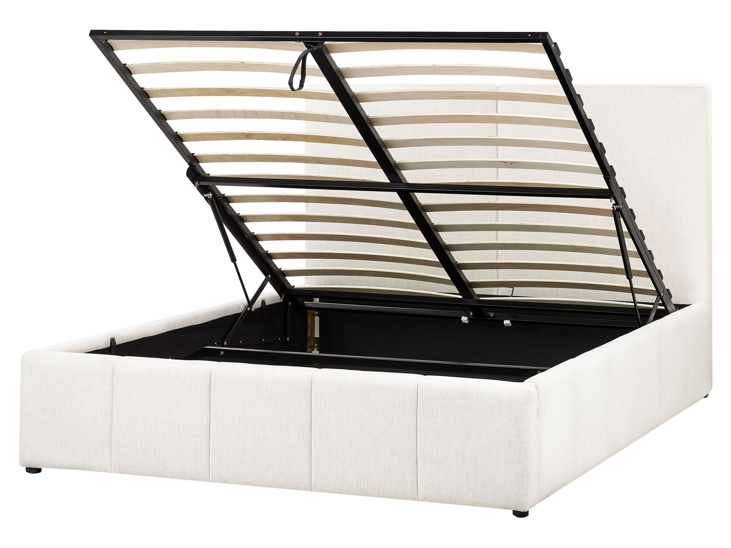 Cama con almacenaje castelnavet tela blanco crema 160 x 200 cm