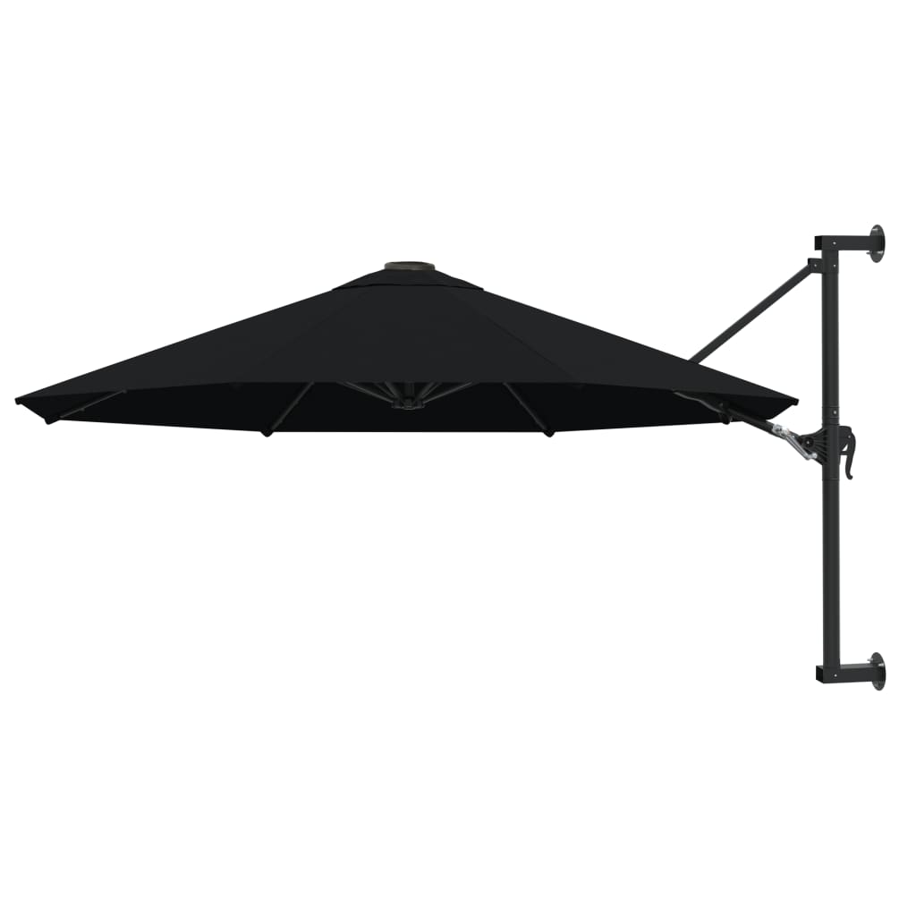 Sombrilla de pared con palo de metal negro 300 cm eerf6444