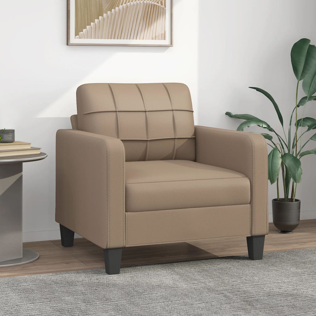 Sillón cuero sintético color capuchino 60 cm qweo6335