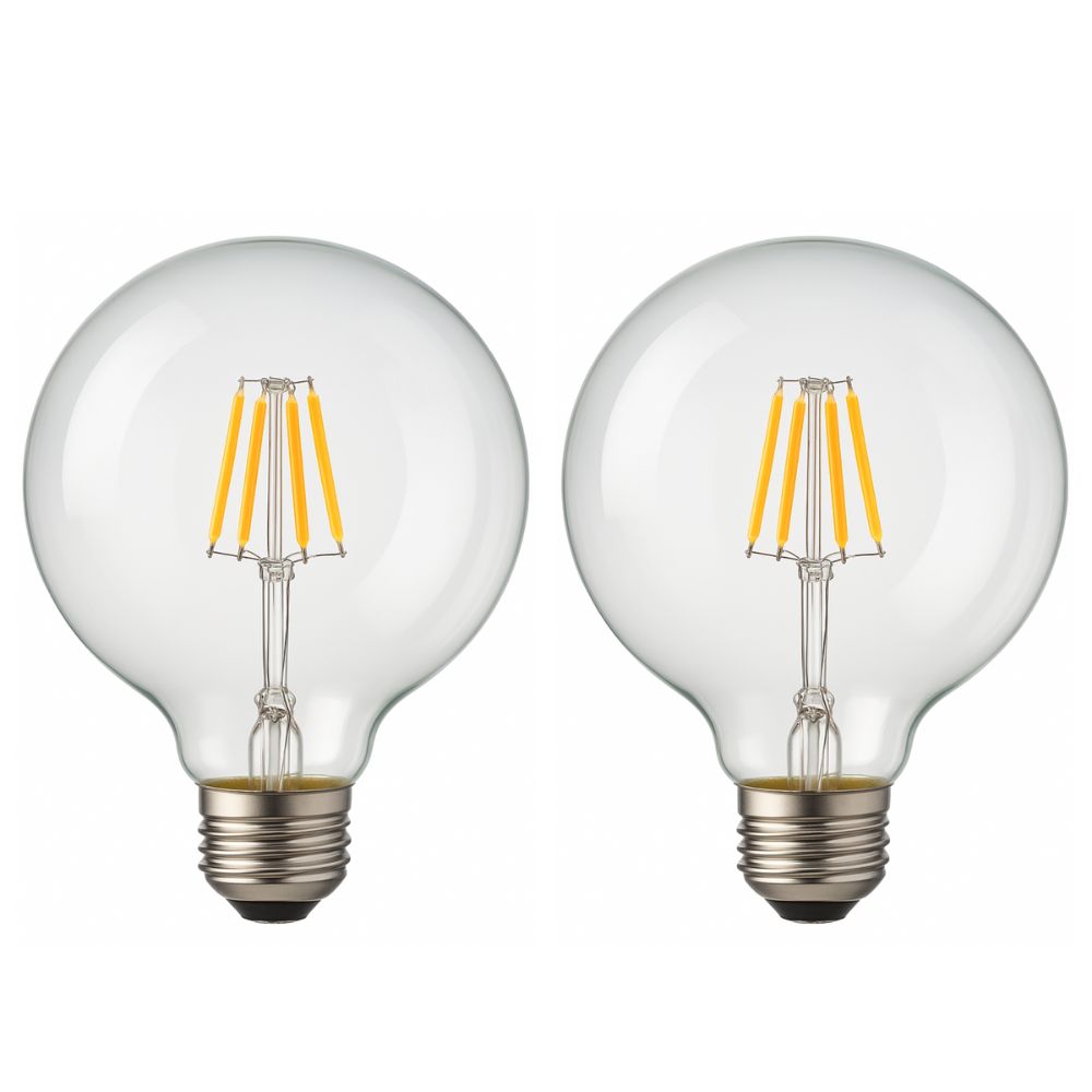 Pack x2 bombilla LED globo g125 E27 filamento 8w 800lm. Luz cálida 2700k