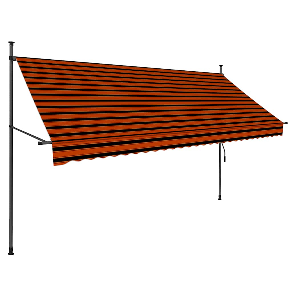 vidaXL toldo manual retráctil con LED naranja y marrón 300 cm