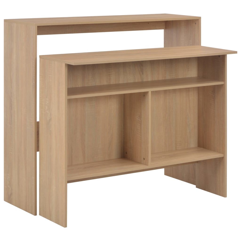 vidaXL mesa alta de bar con 2 tableros roble 130x40x120 cm