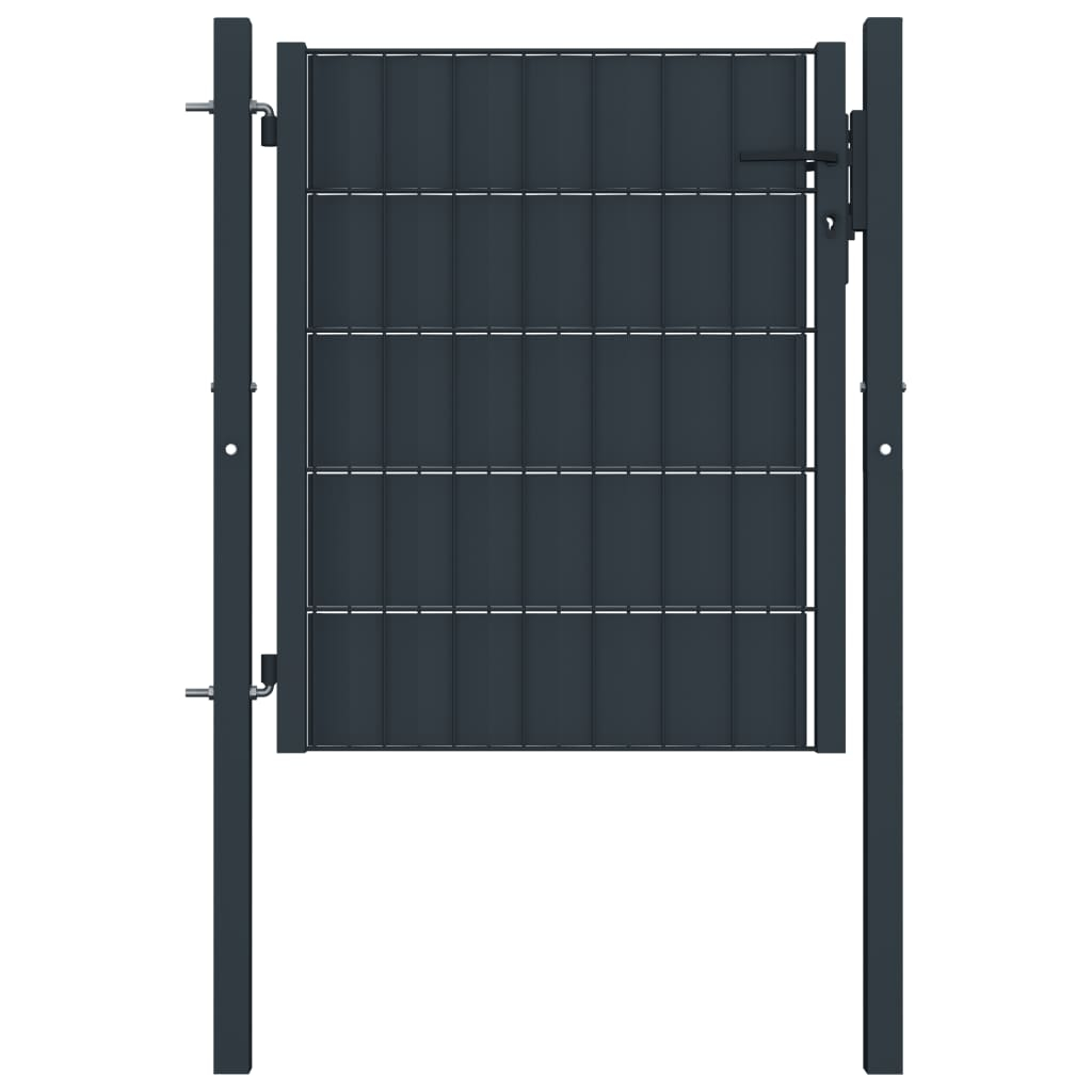vidaXL puerta de valla de PVC y acero 100 x 81 cm antracita