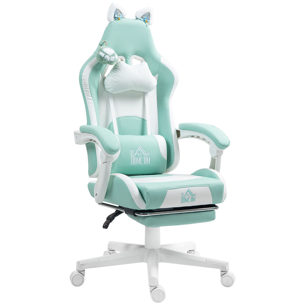 Silla gaming 65x62x124 cm plástico color azul Homcom