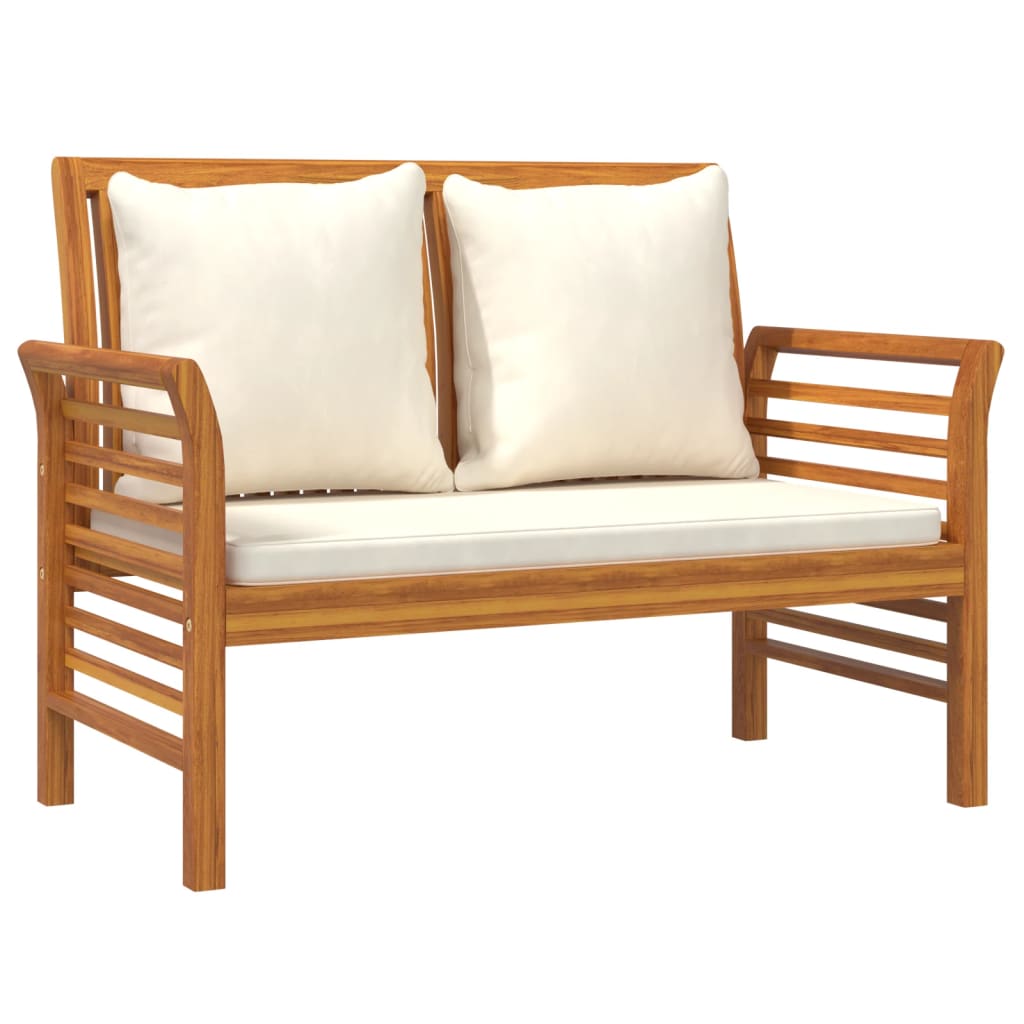 vidaXL banco de jardín cojines blanco crema madera maciza de acacia