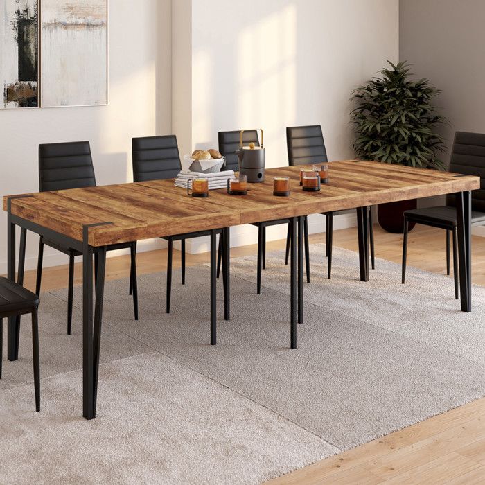Mesa consola extensible - madera envejecida negra - 235 cm