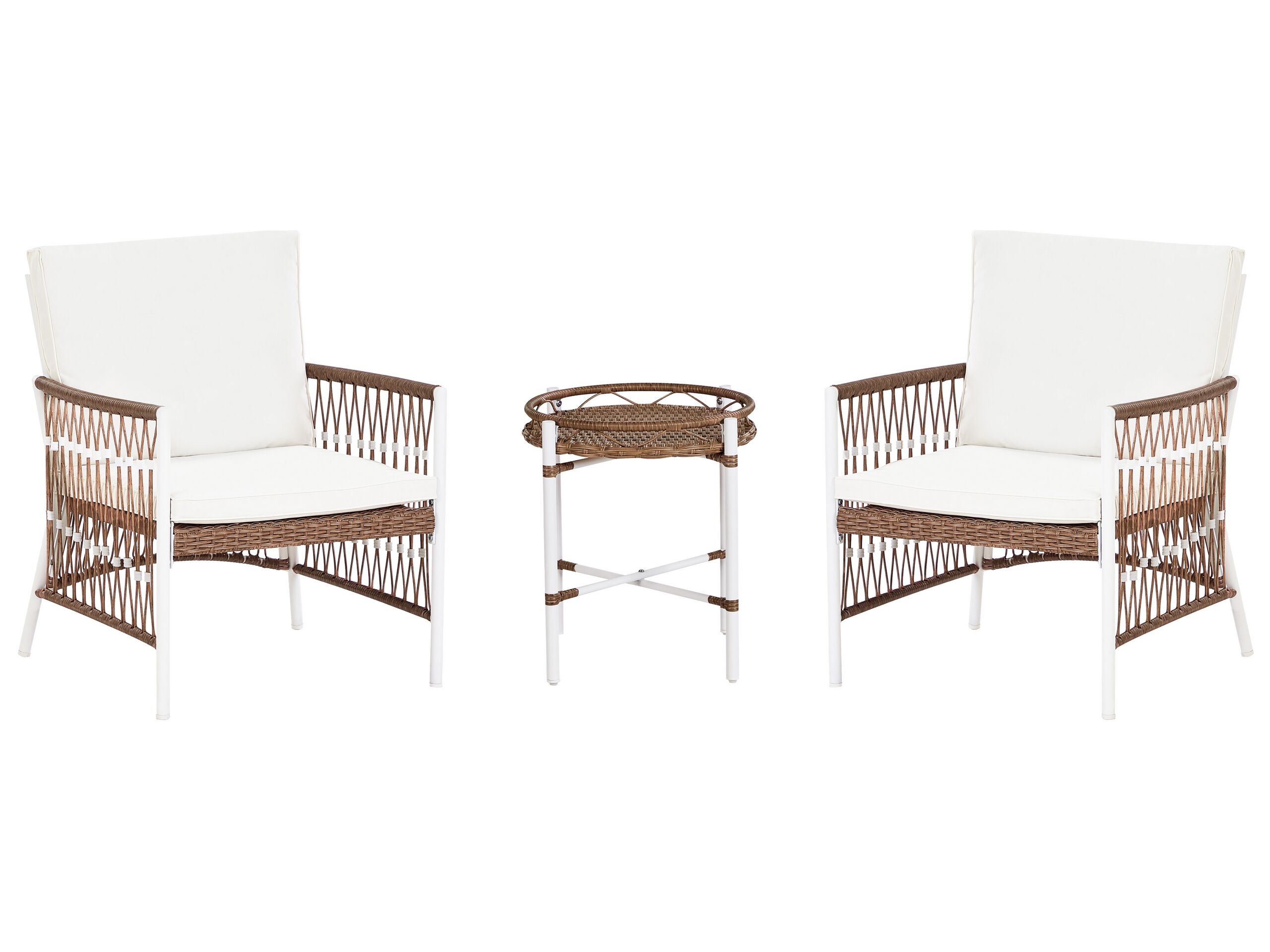 Conjunto de balcón con cojines levico metal blanco