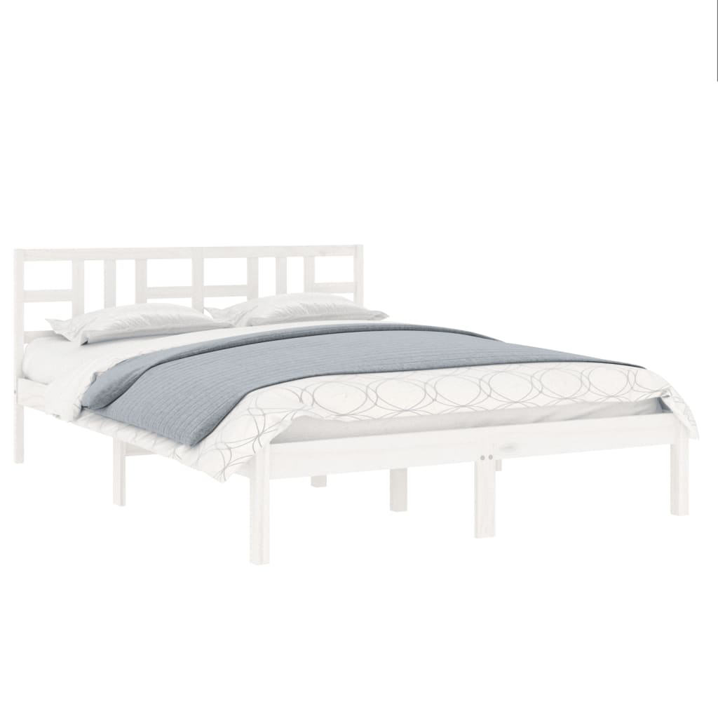 vidaXL estructura de cama madera maciza blanca king size 150x200 cm