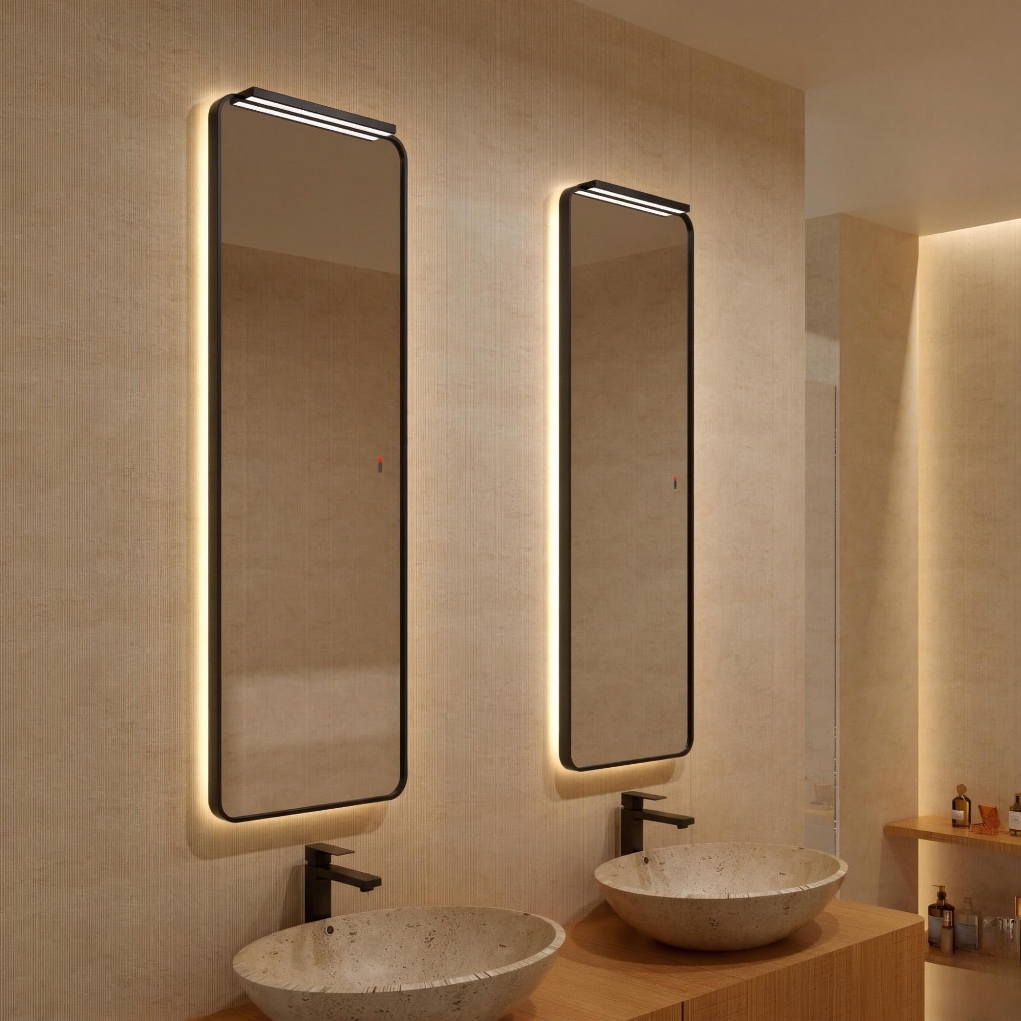 LEDimex - espejo baño con luz LED y antivaho 120x40cm con marco negro