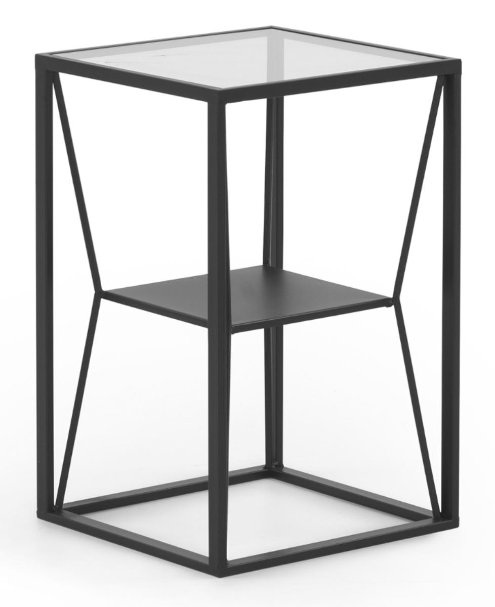 Mesa auxiliar de metal negro, 32x32x50cm