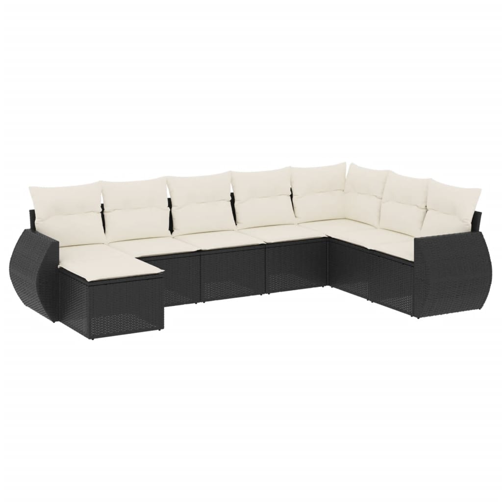 vidaXL set de sofás de jardín 8 piezas y cojines ratán sintético negro