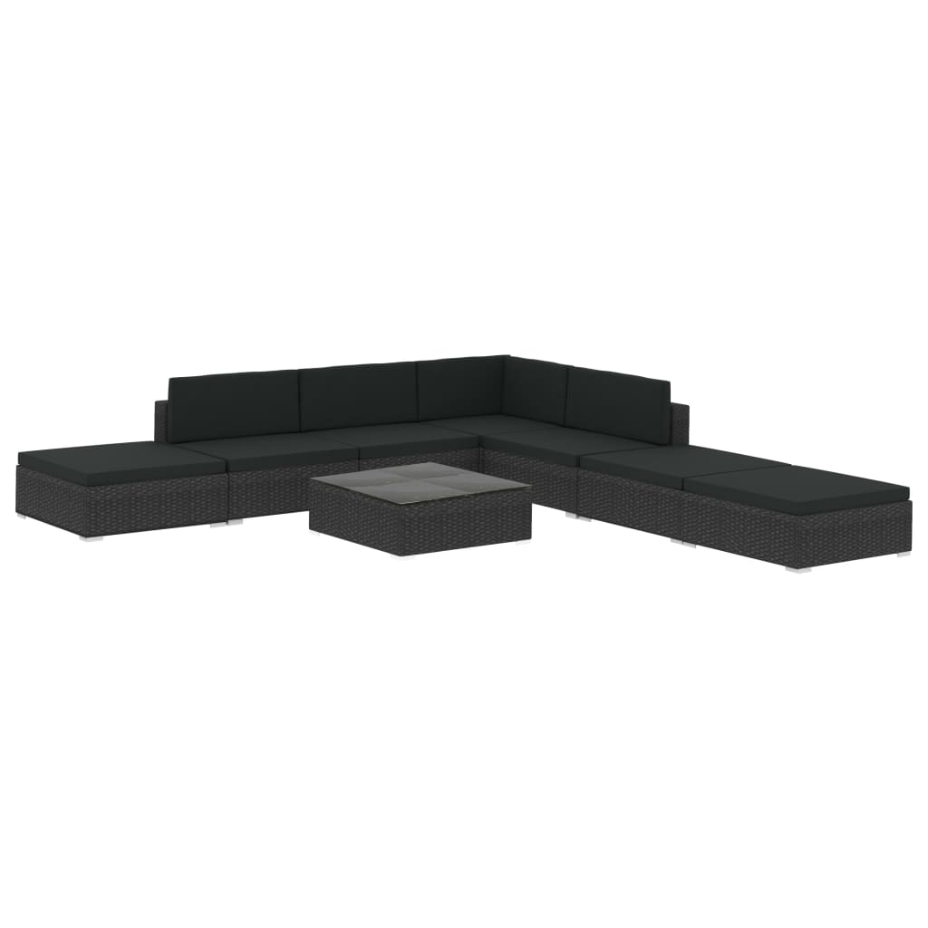 vidaXL set de sofás de jardín 8 piezas y cojines ratán sintético negro