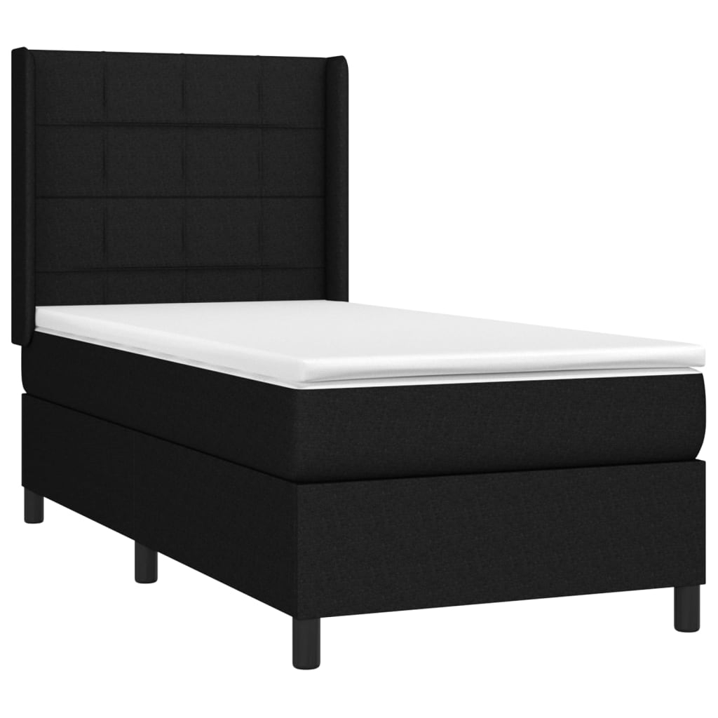 vidaXL cama box spring colchón y luces LED tela negro 90x190 cm