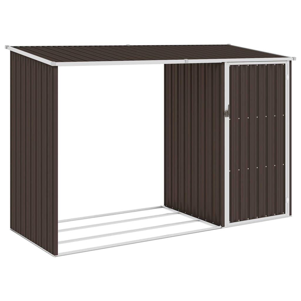 vidaXL cobertizo de jardín leña marrón acero galvanizado 245x98x159cm