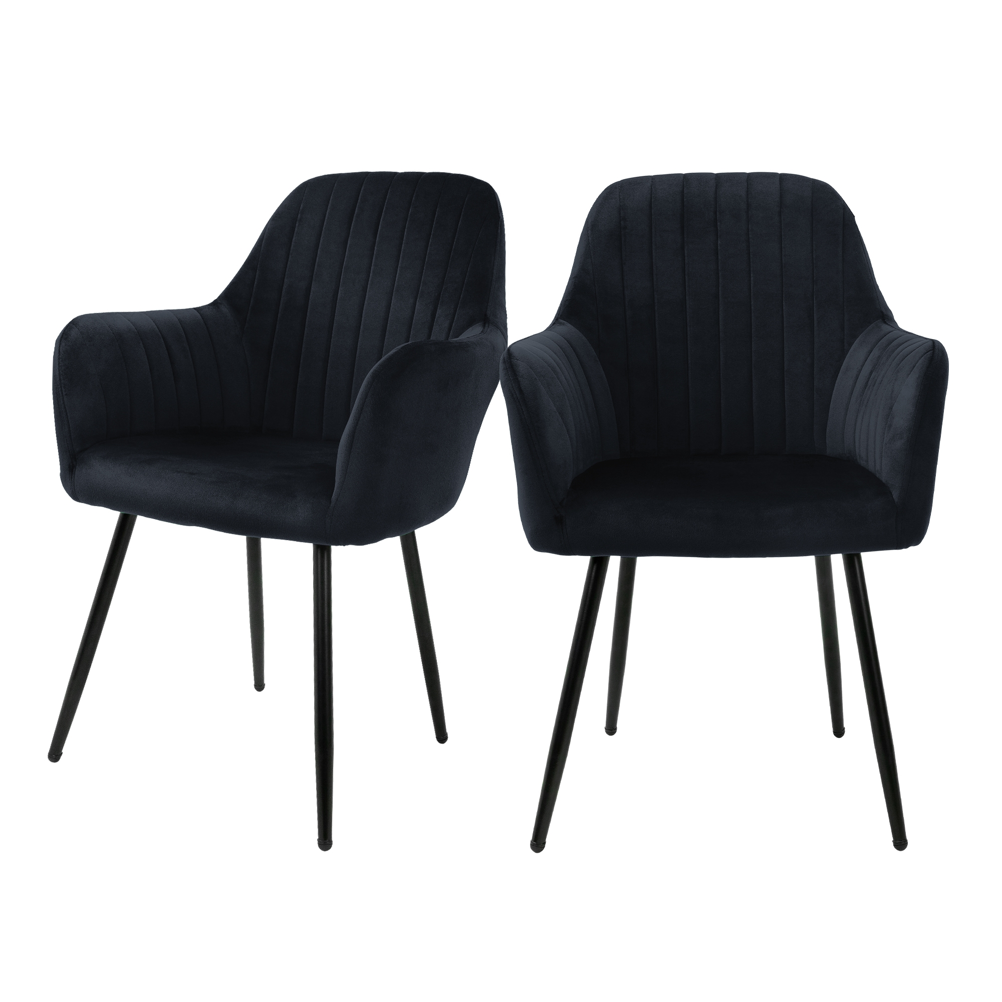 2x silla de comedor/salón asiento ergonómico de terciopelo negro