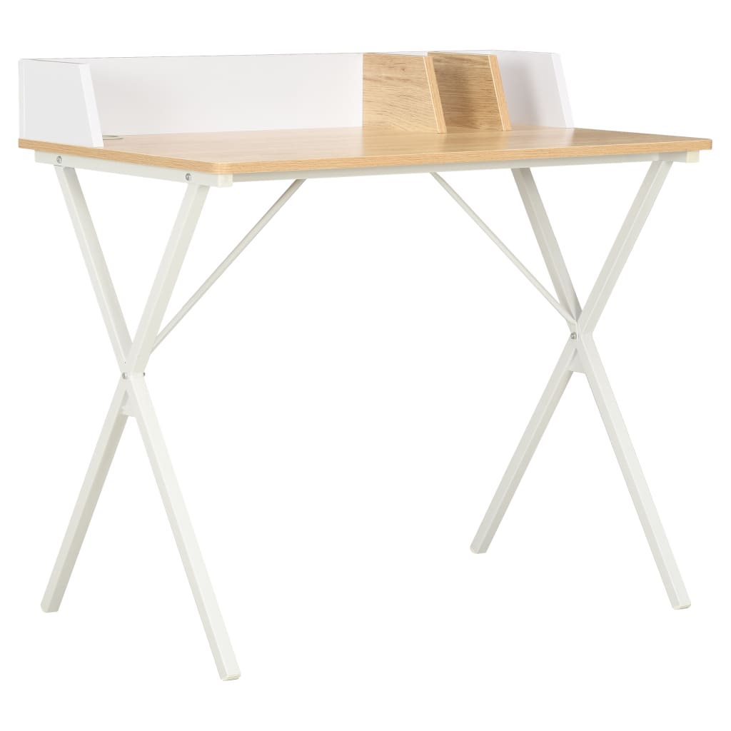 Escritorio blanco y natural 80x50x84 cm eerf2753