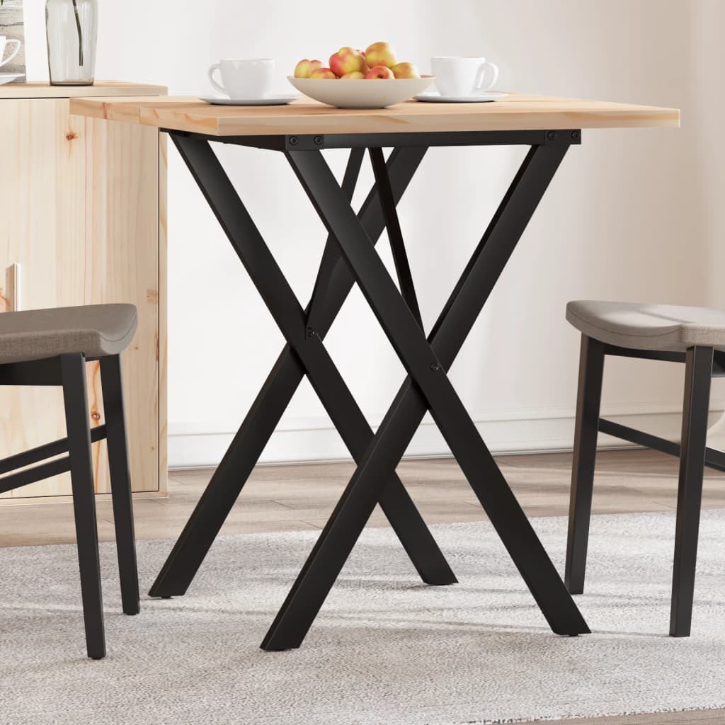 Mesa de comedor marco x madera maciza pino y acero 70x70x75,5cm oif373240