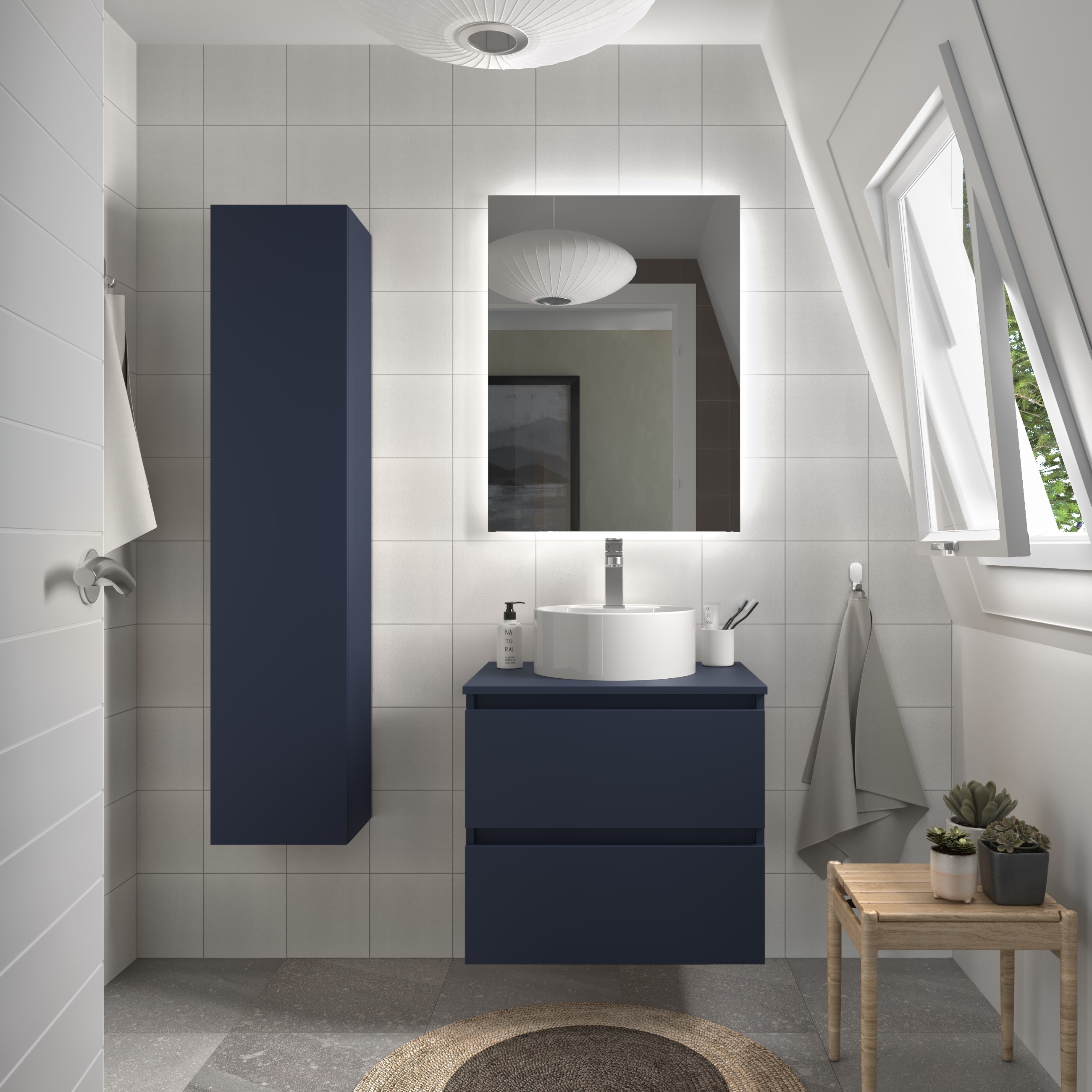 Mueble baño bequia 60cm + encimera + lavabo | azul |60x45x56