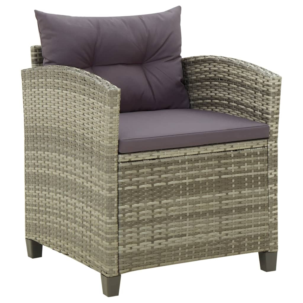 vidaXL sillón de jardín con cojines ratán sintético gris