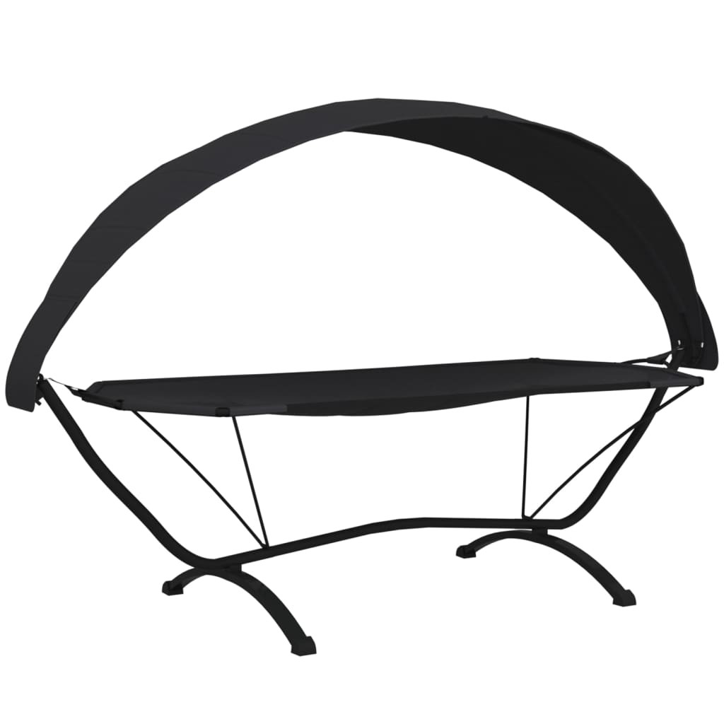 vidaXL tumbona de jardín con dosel de acero y tela oxford negra