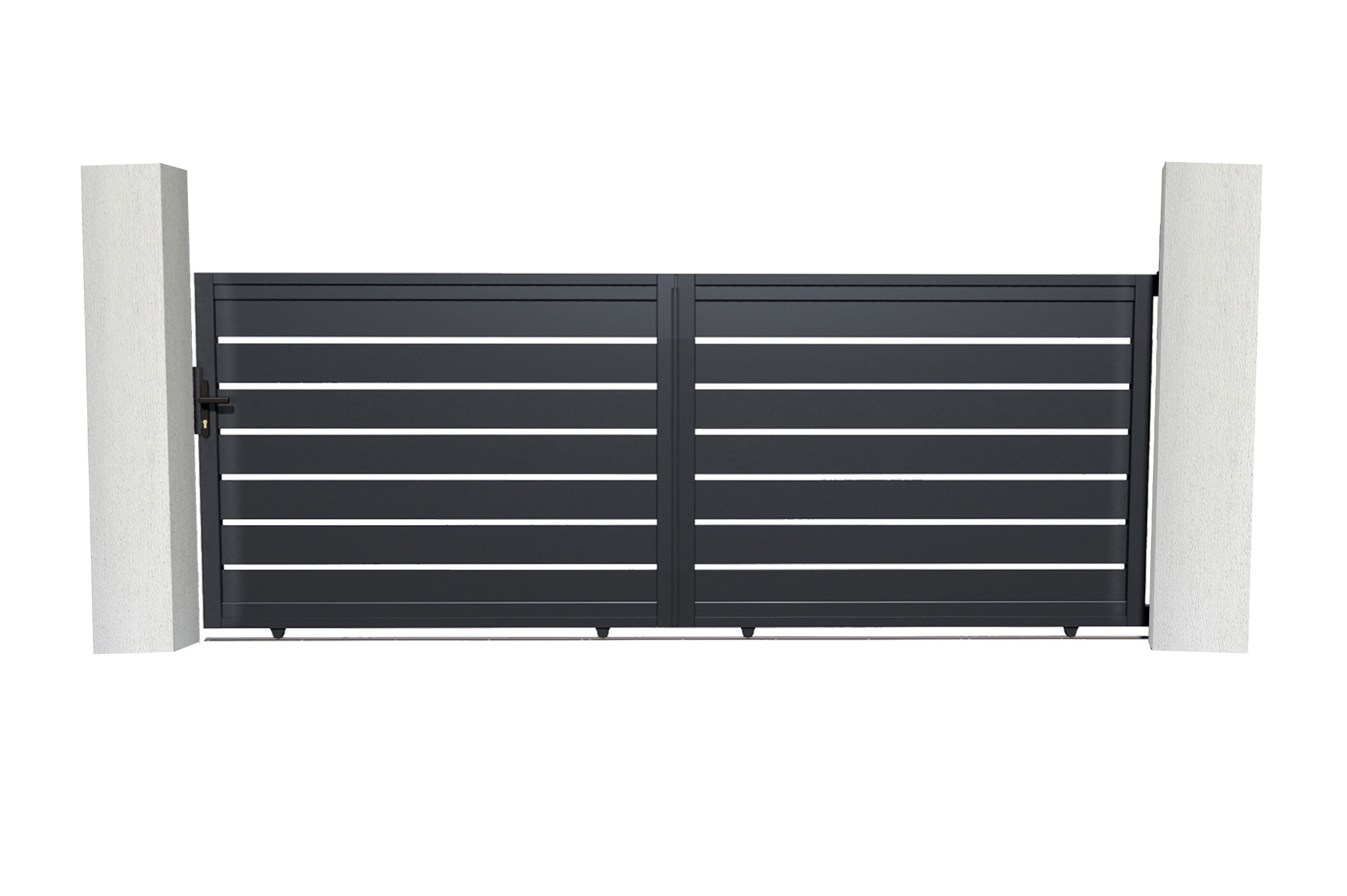 Pack puerta corredera 4m vogel h.140cm + puerta peatonal 1m h.140cm gris