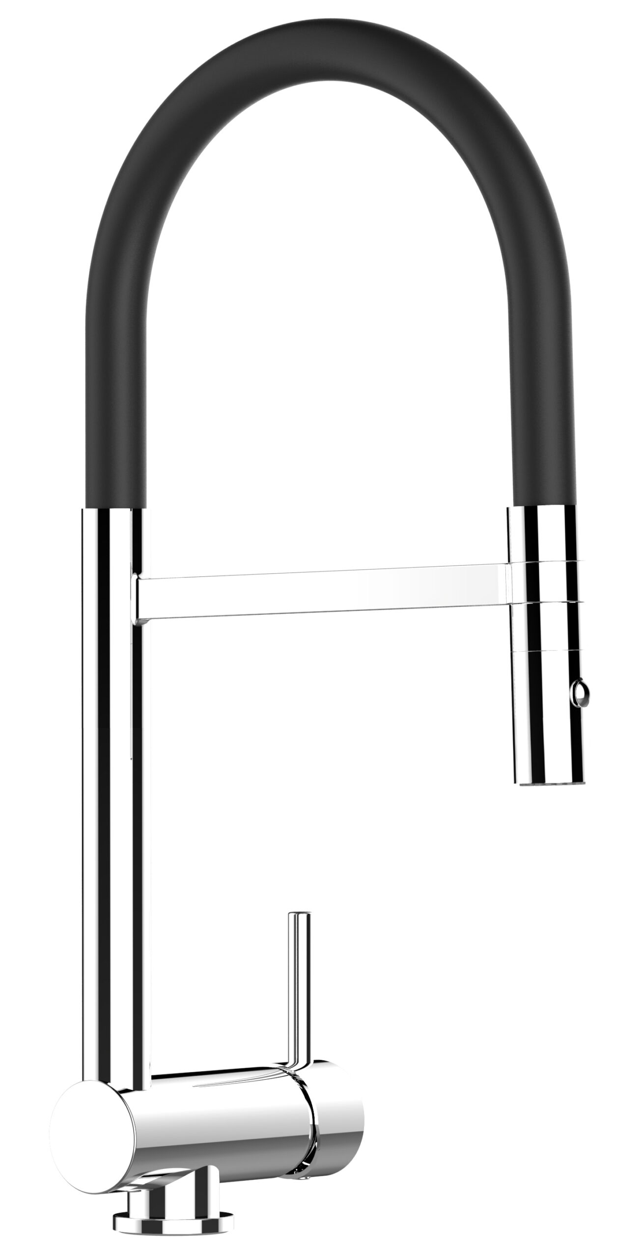 Grifo cocina abatible 6cm cromado caño flexible negro ducha 2chorros