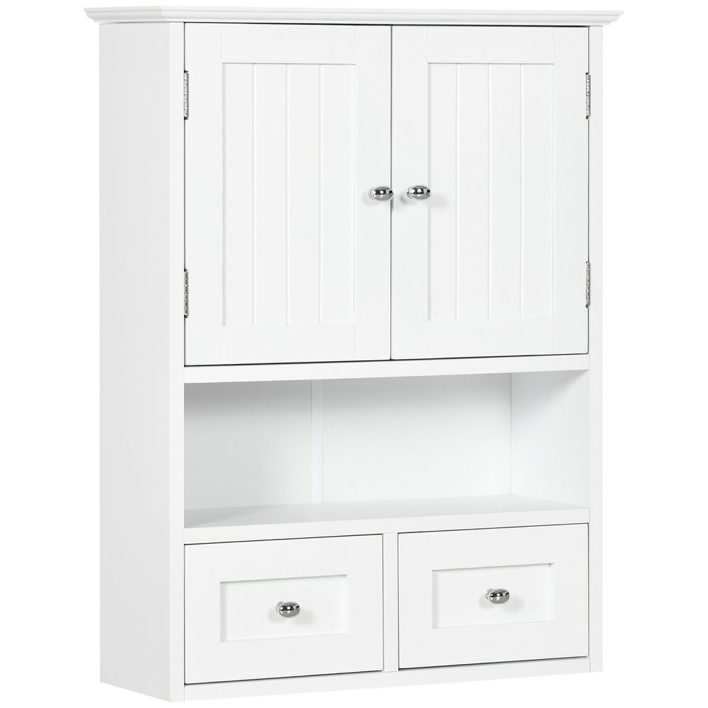 Armario de pared 50.8x17.8x66 cm mdf color blanco kleankin, hogar - baño