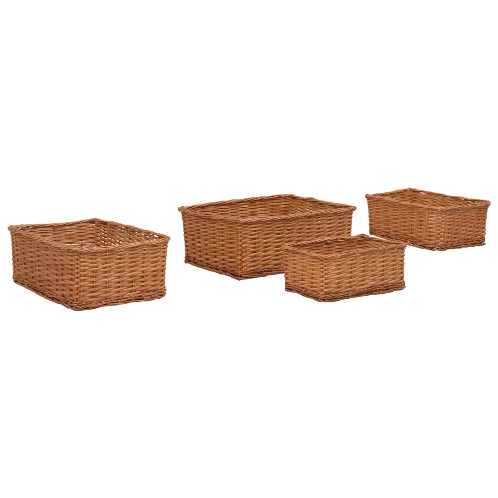 vidaXL juego de cestas apilables 4 piezas sauce marrón