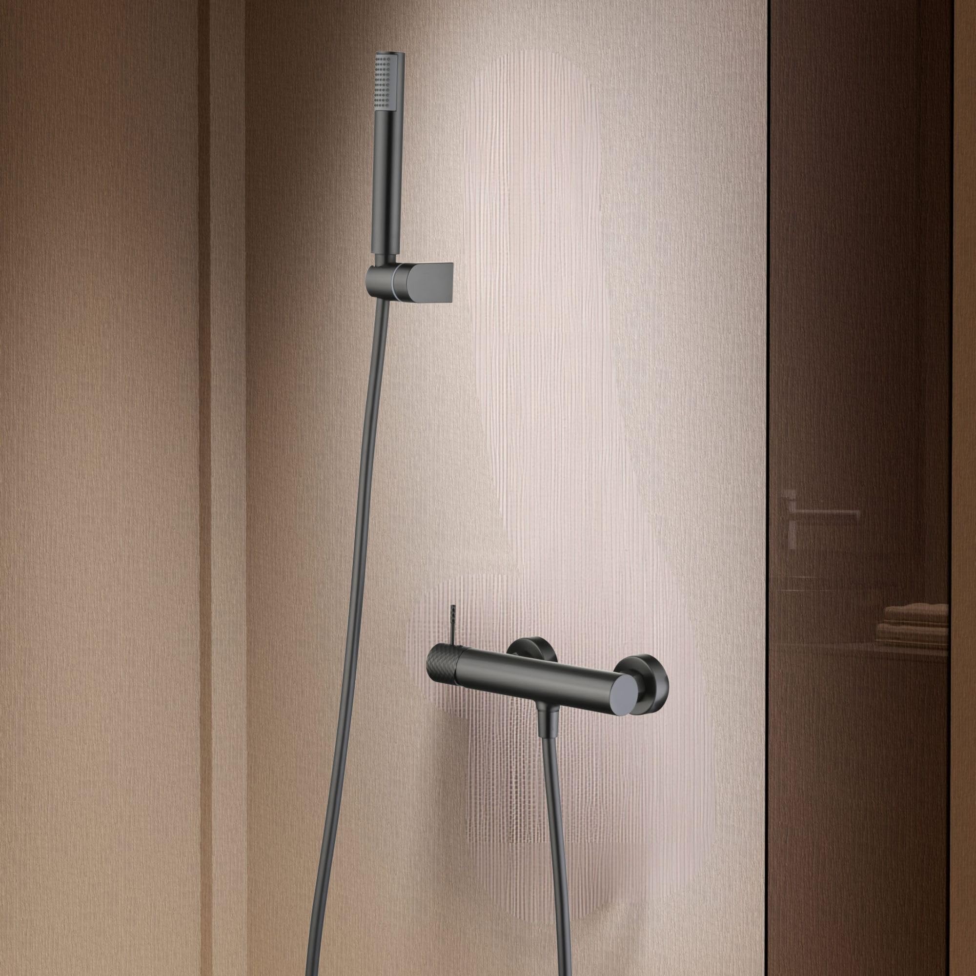 Imex - grifo ducha monomando con alcachofa y manguera negro serie génova