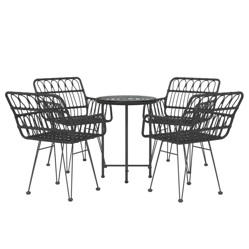 vidaXL juego de comedor de jardín 5 piezas ratán sintético negro